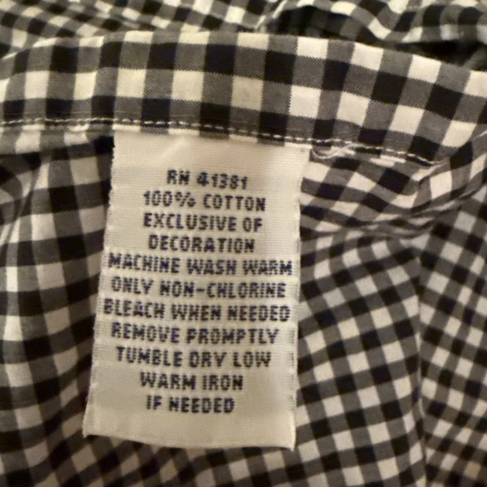Ralph Lauren Shirt Men's XL Black White Gingham Check Plaid Long Sleeve Preppy